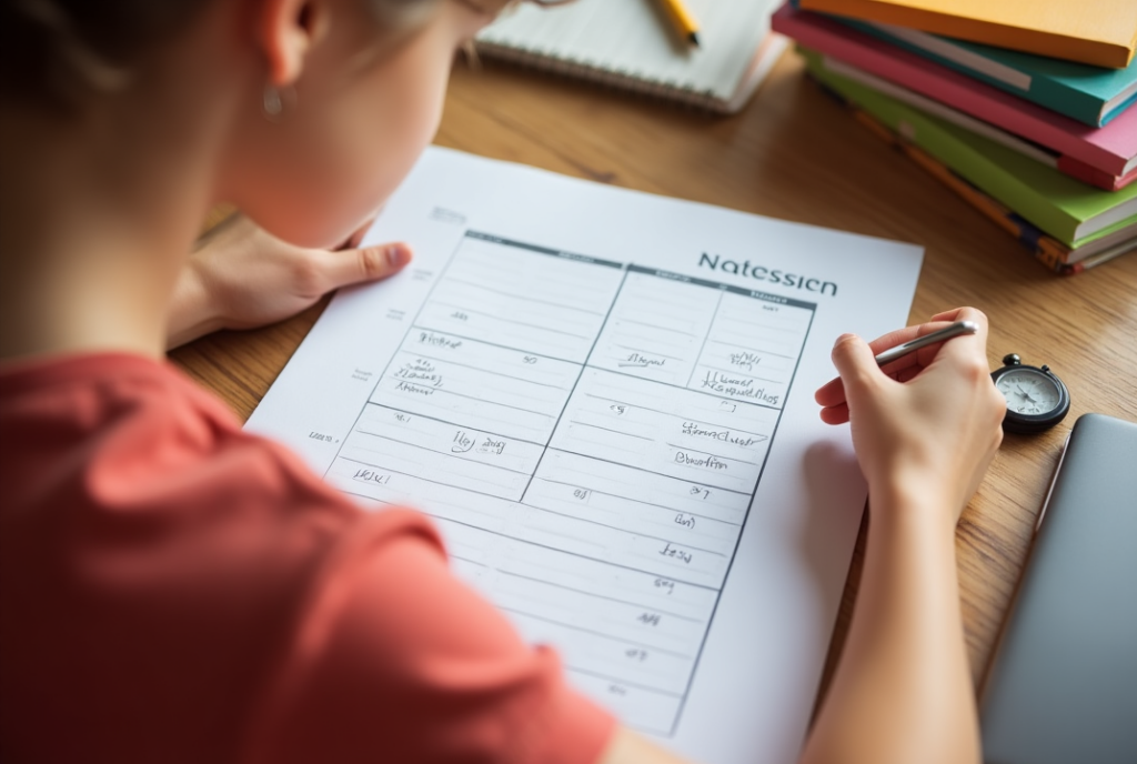 Cronograma semanal de estudos com técnica de espaçamento